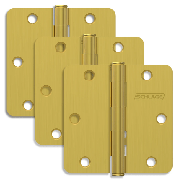 SCHLAGE 3.5 IN. X 3.5 IN. .25 IN. RADIUS HINGES POLISHED CHROME MODEL #S3P1012FRP625